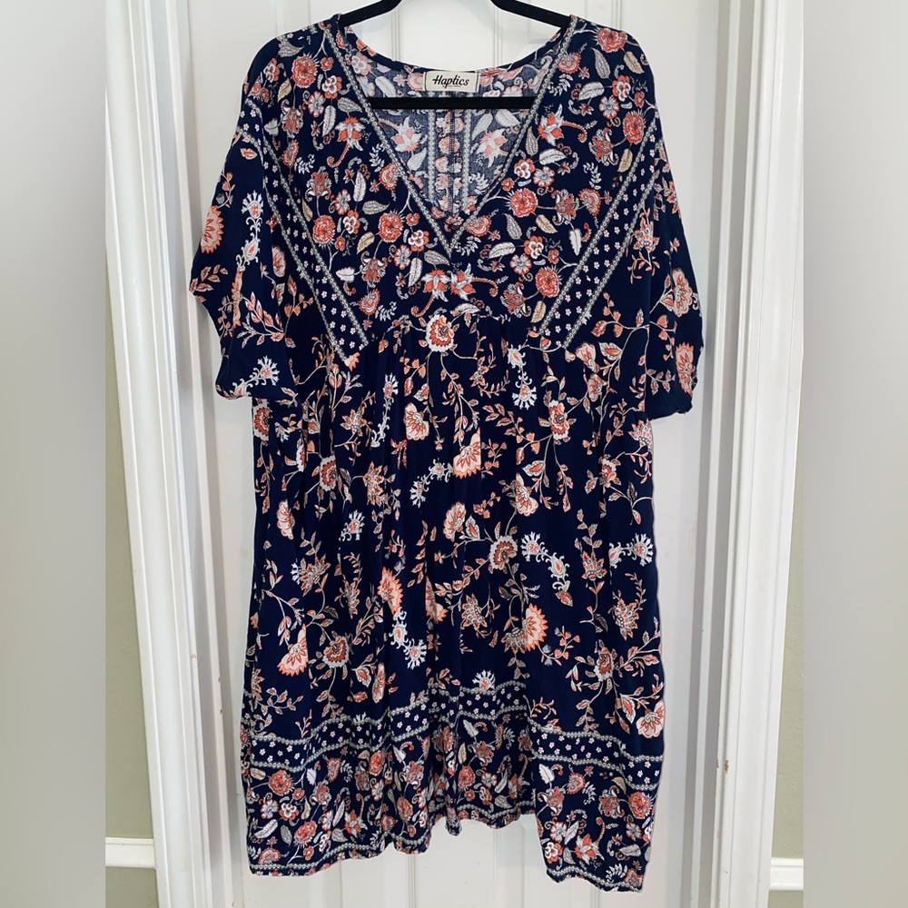 Haptics Navy Floral Midi Dress